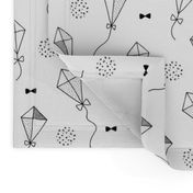 Trendy geometric kites scandinavian style kite illustration fabric for kids black and white gender neutral Large