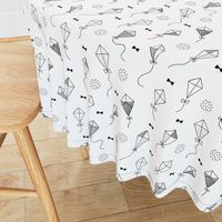 Trendy geometric kites scandinavian style kite illustration fabric for kids black and white gender neutral Large