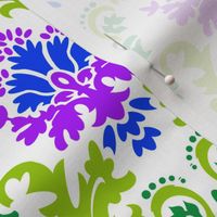 Damask in green, blue, purple