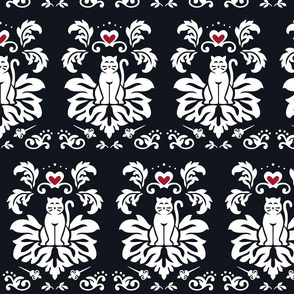 Royal Cats - BLACK w RED Hearts