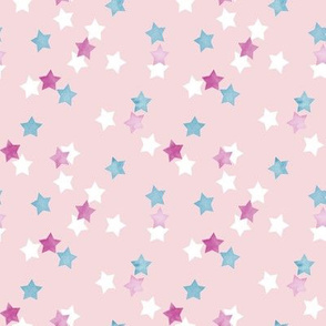 Scattered Stars in Ballerina Pink and Blue Watercolor
