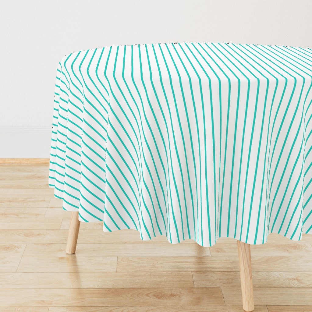 Thin Stripes Turquoise on White Vertical