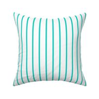 Thin Stripes Turquoise on White Vertical