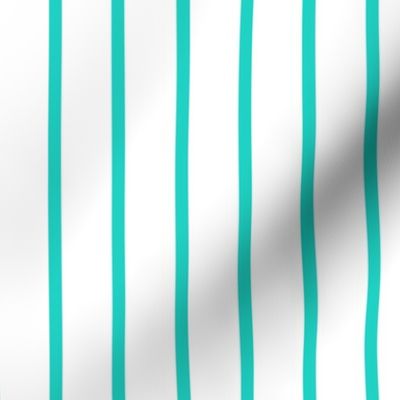 Thin Stripes Turquoise on White Vertical