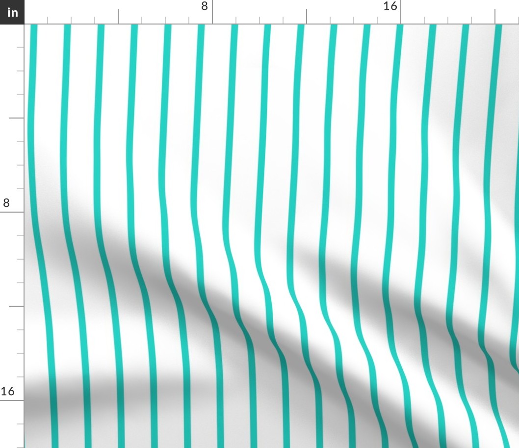 Thin Stripes Turquoise on White Vertical