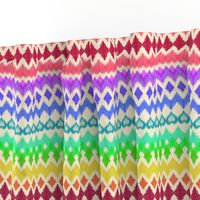 Rainbow Ikat with Hearts on cream