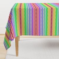 Rainbow Ikat with Hearts on cream