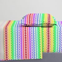 Rainbow Ikat with Hearts on cream