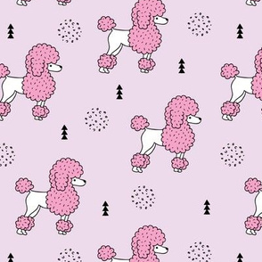 Super cute poodle dog puppy geometric colorful pastel scandinavian style kids pink lilac