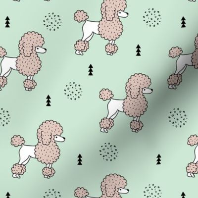 Super cute poodle dog puppy geometric colorful pastel scandinavian style kids mint gender neutral