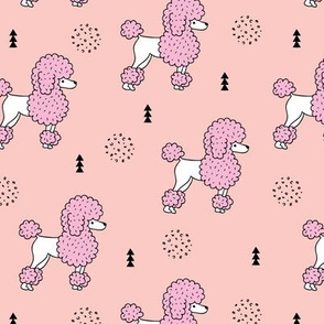 Super cute poodle dog puppy geometric colorful pastel scandinavian style kids pink coral peach