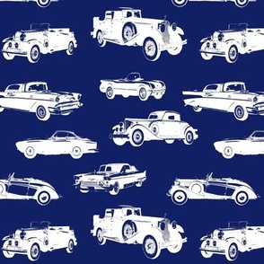 Classic Cars on Dark Blue // Small (2.5")