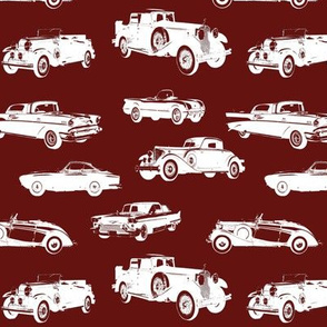 Vintage Cars on Maroon // Small (2.5")