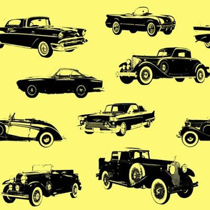 Vintage Cars on Yellow // Large (4")