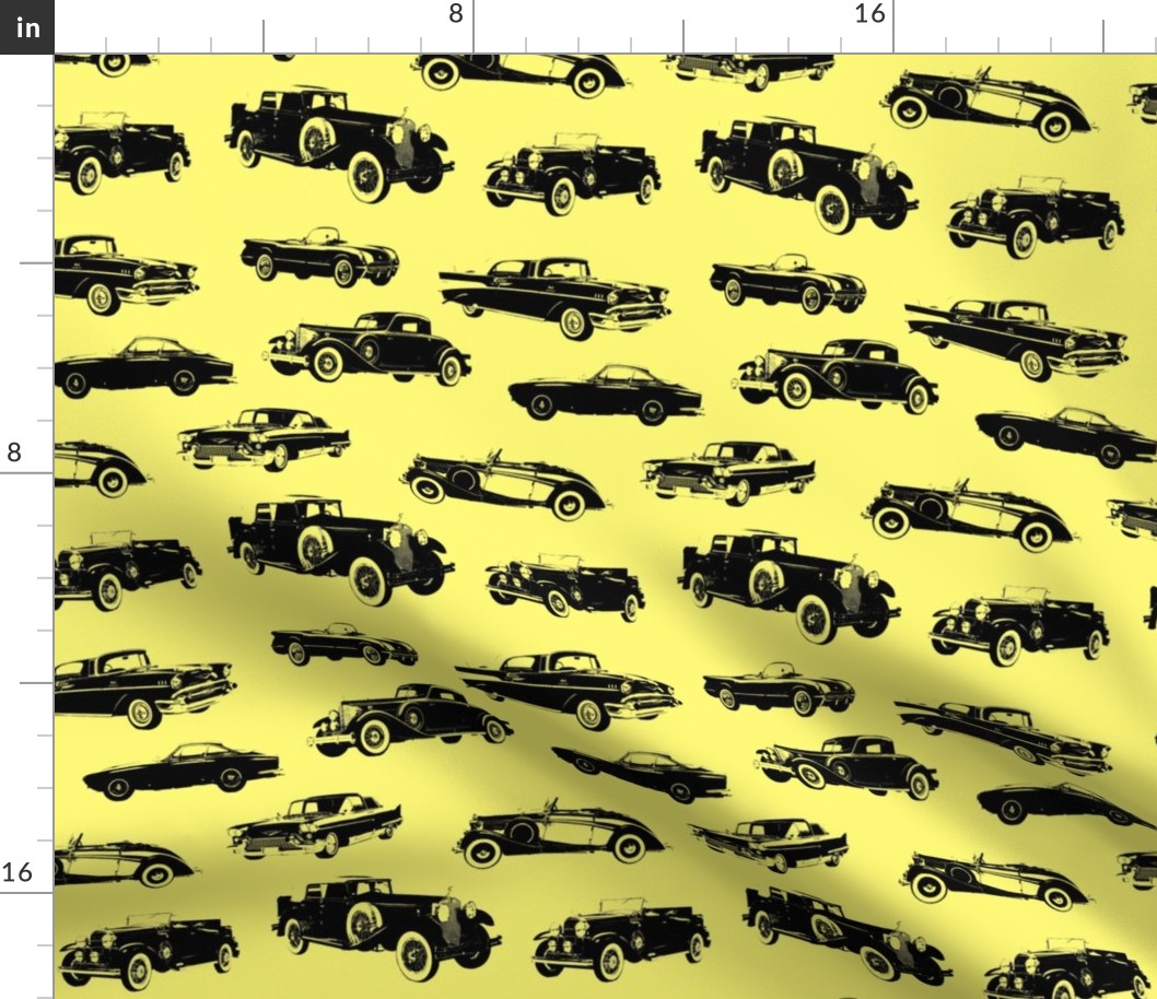 Vintage Cars on Yellow // Large (4")