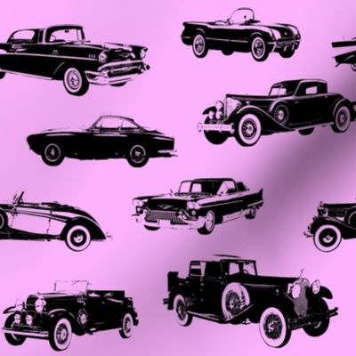 Vintage Cars on Pink // Large (4")