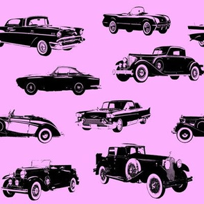 Vintage Cars on Pink // Large (4")