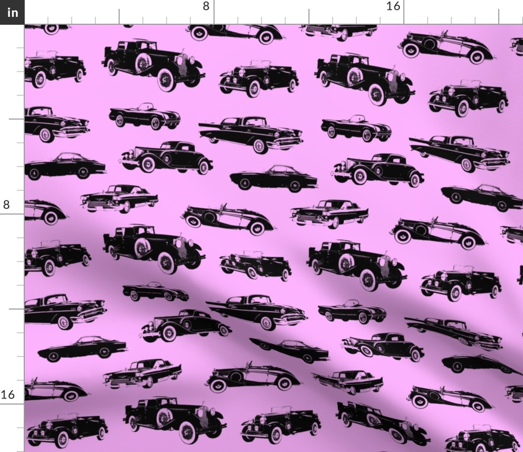 Vintage Cars on Pink // Large (4")