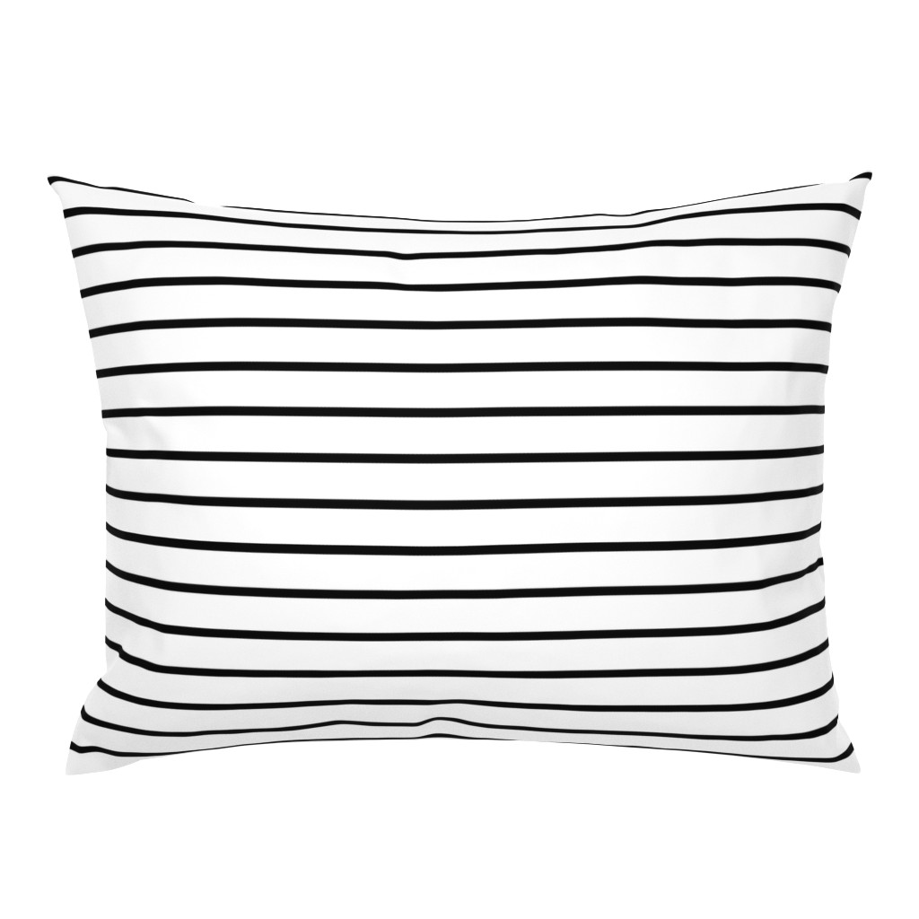 Thin Stripes Black on White Horizontal