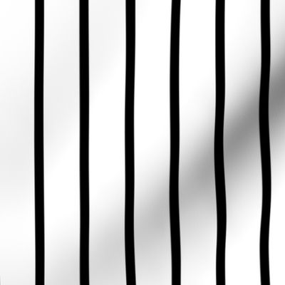 Thin Stripes Black on White Vertical 