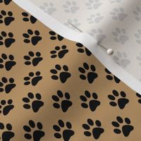 Half Inch Black Paw Prints on Camel Brown