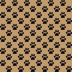 Half Inch Black Paw Prints on Camel Brown