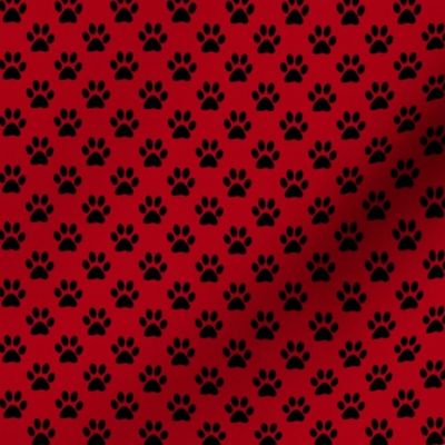 Half Inch Black Paw Prints on Dark Red