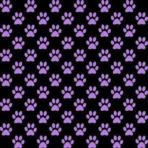 Half Inch Lavender Purple Paw Prints on Black