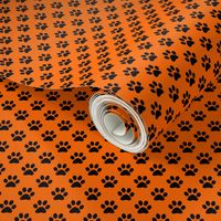 Half Inch Black Paw Prints on Orange