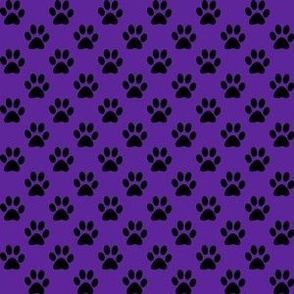 Half Inch Black Paw Prints on Purple