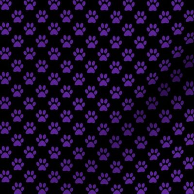 Half Inch Purple Paw Prints on Black