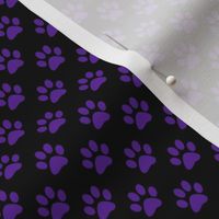 Half Inch Purple Paw Prints on Black