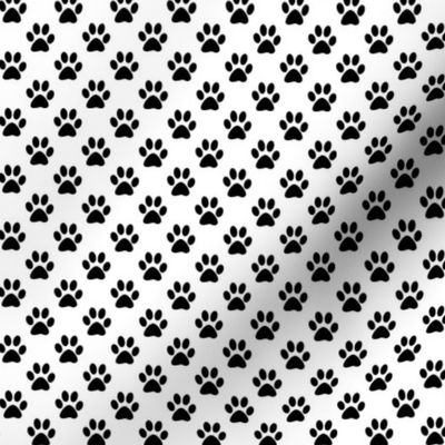 Half Inch Black Paw Prints on White