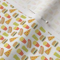 junk food // tiny food print hot dogs burgers fries novelty food print