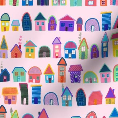Neighbors on Pink (Illustrated Houses)