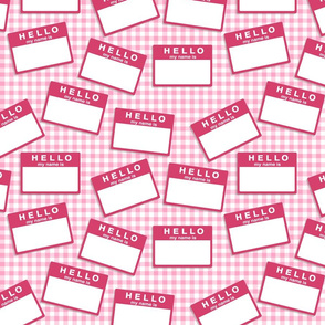 pink name badges
