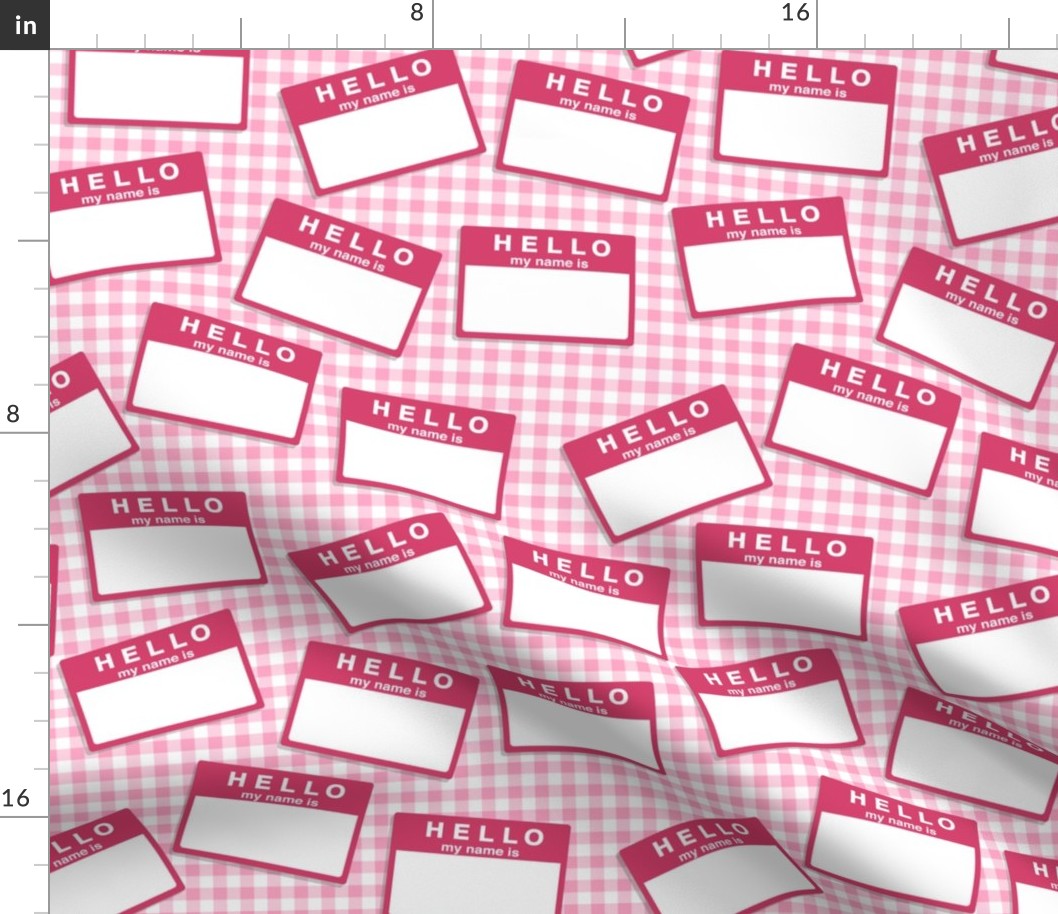 pink name badges