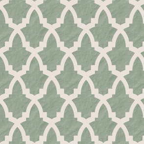 Morrocan Tile Green Tile on Cream with Texture