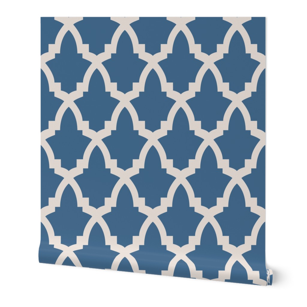 Moroccan Tile Blue Tile on Cream