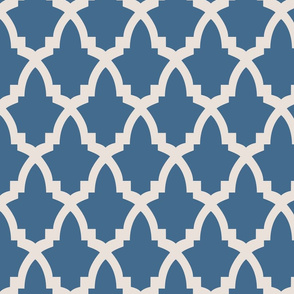 Moroccan Tile Blue Tile on Cream