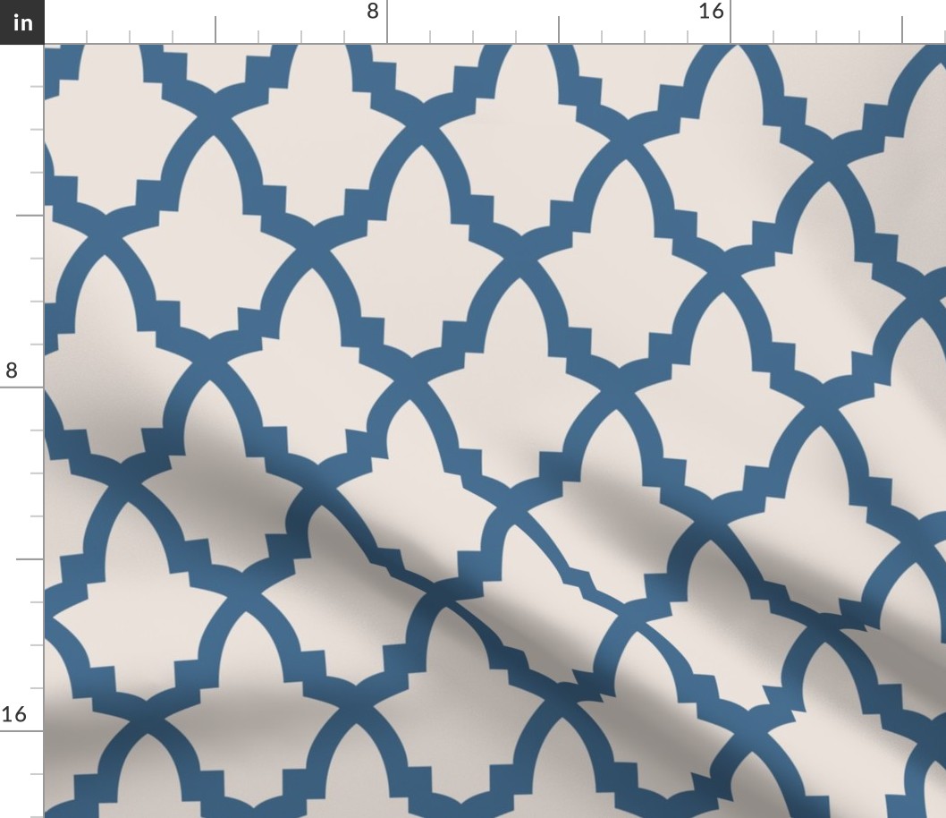 Moroccan Tile Cream Tile on Blue