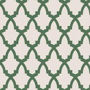 Moroccan Tile Cream Tile on Green