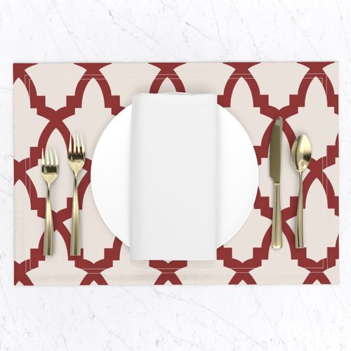 Moroccan Tile Cream Tile on Red