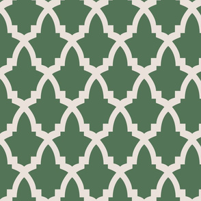 Moroccan Tile Green Tile on Cream