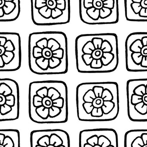 Flower Squares Pattern B & W