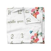 54" X 36" - milestone blanket baby floral wreath baby blanket photo prop new baby gift calendar