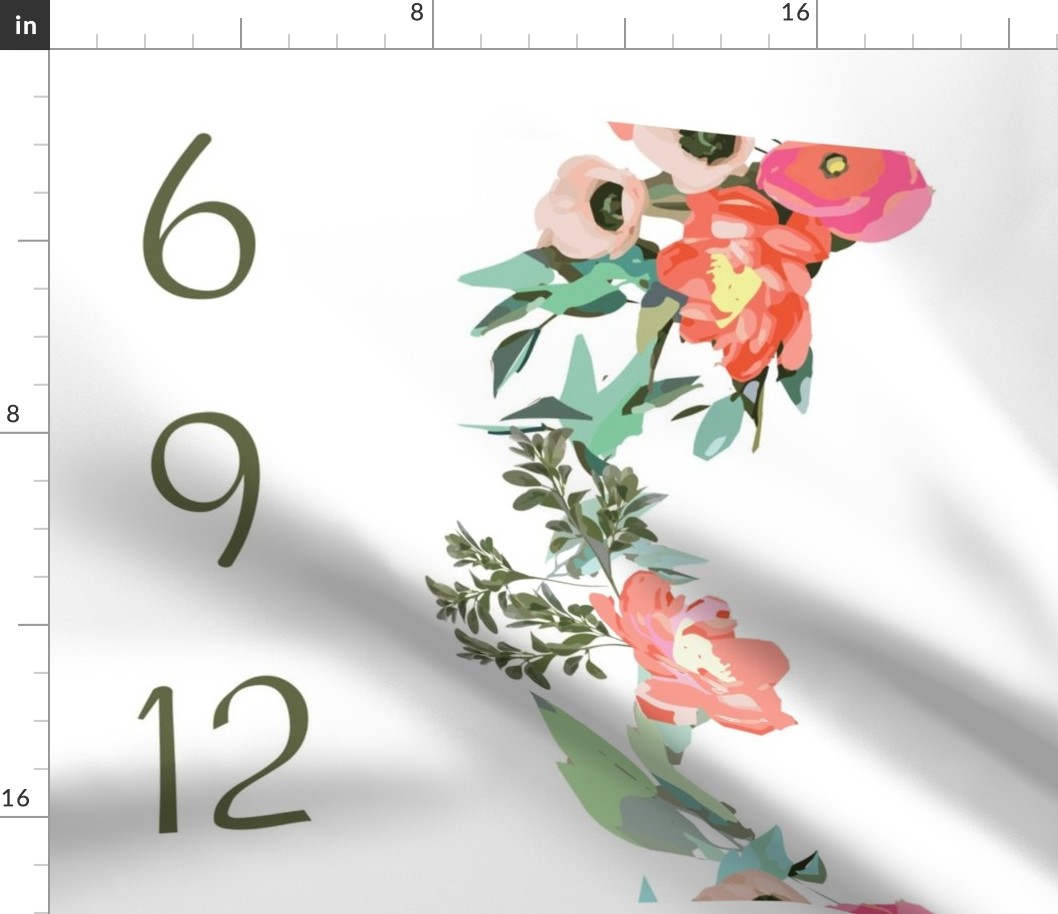 54" X 36" - milestone blanket baby floral wreath baby blanket photo prop new baby gift calendar