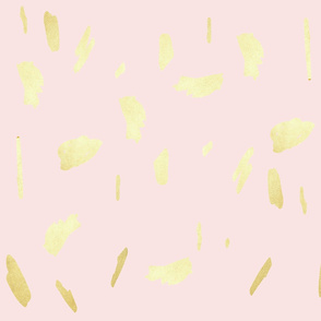 Gold paint blobs daubs on blush pink dogwood pale peach 