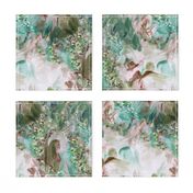 DRSC1 - Surreal Antebellum Landscape - Teal - Rosy Mauve Pink - 