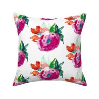 Bright Pink Tropical Flowers - White